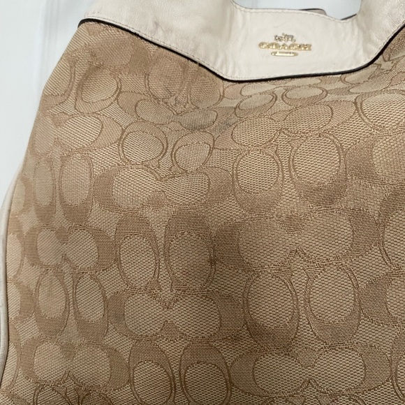 Coach F57612 Chalk White Khaki Lexy Hobo Bag Signature Jacquard Fabric & Leather - Picture 3 of 8